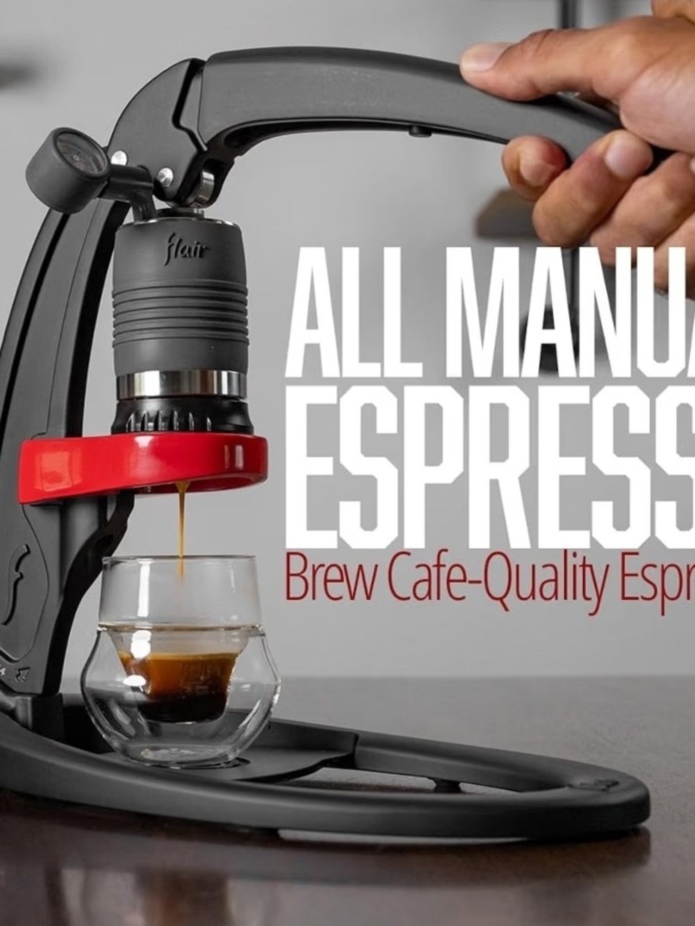 All Manual Espresso Maker - Red Accent